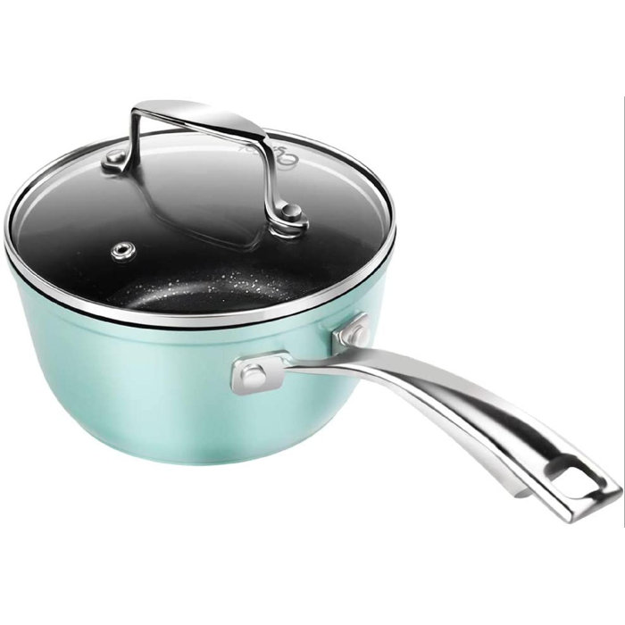 MingshanAncient 1.5 Quart Saucepan With Lid, Nonstick Sauce Pan With Ergonomic Handle Induction